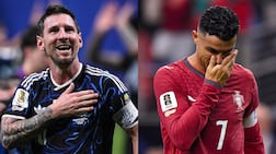 Argentina's Lionel Messi and Cristiano Ronaldo of Portugal. Getty Images