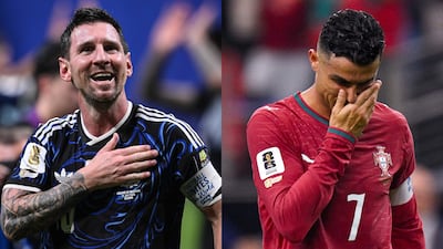 Argentina's Lionel Messi and Cristiano Ronaldo of Portugal. Getty Images