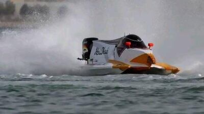 Ahmed Al Hameli of Team Abu Dhabi skimmed over the water to the win in Doha Bay at UIM F1 H20 Powerboat Grand Prix of Qatar.