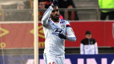 Alexandre Lacazette of Lyon reacts after scoring a goal in a Ligue 1 match in January against Lens. Francois Lo Presti / AFP / January 17, 2015