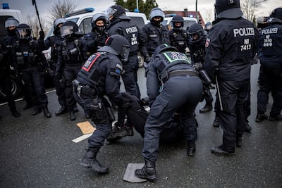 Riot police clashed with anti-far right demonstrators near the Alternative for Germany (AfD)'s party congress on Saturday. EPA
