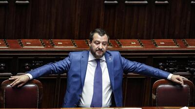Italian Interior Minister Matteo Salvini attends a 'question time' in the Chamber of Deputies in Rome. EPA