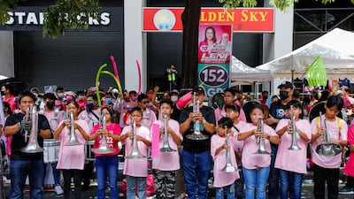 Children take part in a campaign rally for Leni Robredo. Reuters