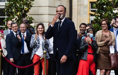 Edouard Philippe, France's former prime minister, walks away after the handover ceremony at the Hotel de Matignon, the official residence of the French prime minister, in Paris, France, on July 3. Bloomberg