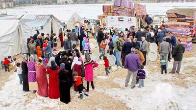 Khalifa Foundation continues Tarahamu campaign by distributing aid to Syrian refugees throughout the Levant. Courtesy WAM