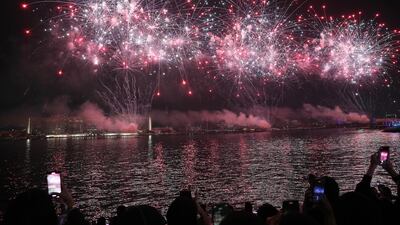 New Year fireworks at Yas Bay in Abu Dhabi. Pawan Singh / The National