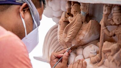 People from all faith and nationalities will be welcome at the temple in Abu Dhabi that aims to be a centre for interfaith harmony and dialogue when it opens in February 2024. Photo: Baps Hindu Mandir
