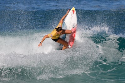 Surfing champion Carissa Moore takes part in a competition in Brazil. Photo: Getty Images