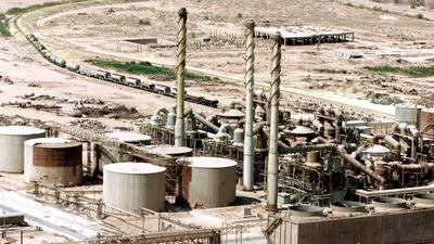 Aerial view of the phosphate plant at Al Qaim in September 2002, which also housed a uranium extraction plant until it was destroyed during the 1991 Gulf war. AFP