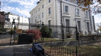 An overturned rubbish bin outside the former Russian Trade Mission
