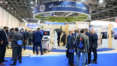 GE Healthcare stall at Arab Health. The company is encouraged by the flurry of activity at the trade show. Photo: GE Healthcare