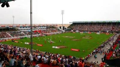 Fans at the Dubai Rugby Sevens. Jake Badger for The National