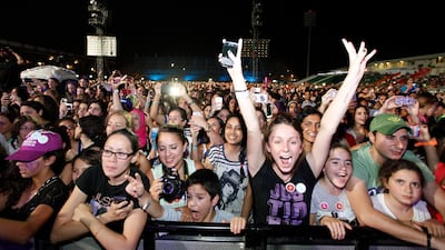 In May 2013, fans of Justin Bieber at Sevens Stadium in Dubai gave the Canadian star a huge UAE welcome. Sarah Dea/The National