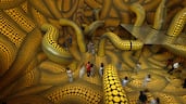 Visitors walk through an art installation on the last day of the record-breaking Yayoi Kusama exhibition, at the Museum Ludwig in Cologne, western Germany. AFP