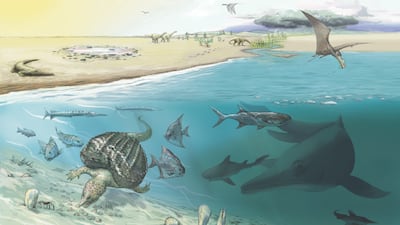 200 million-year-old deposits of the precursor of the Mediterranean Sea have been preserved in the Swiss High Alps, where the fossils of whale-sized ichthyosaurs have been discovered. Image: University of Zurich