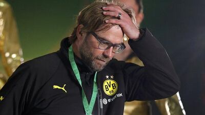 Borussia Dortmund Jurgen Klopp reacts after their DFB-Pokal (German Cup) loss to Bayern Munich on Saturday. Ina Fassbender / Reuters / May 17, 2014
