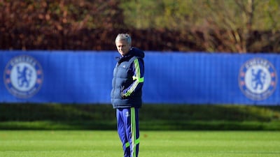 Chelsea's Jose Mourinho conducts a team training session on Tuesday ahead of his side's Wednesday Champions League match against Maribor. Glyn Kirk / AFP / November 4, 2014