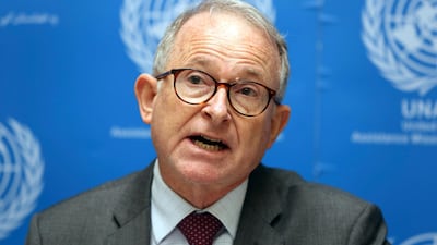 Richard Bennett, United Nations Assistance Mission in Afghanistan (UNAMA) Human Rights Director speaks during a press conference in Kabul, Afghanistan. AP