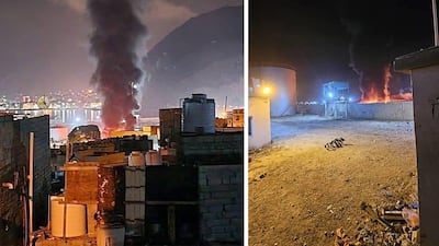 Flames and smoke rise following a strike at Mukalla Port in Hadramout, southern Yemen. Photo: Supplied