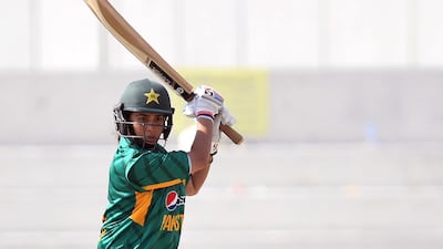 Pakistani women cricketer Sana Mir (L) plays a shot during the first Twenty20 (T20) match between Pakistan and West Indies' women cricket teams at the Southend Club Cricket Stadium in Karachi on January 31, 2019. AFP
