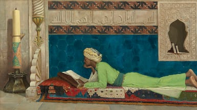Young Emir Studying (1878) is on display at Louvre Abu Dhabi. Photo: DCT Abu Dhabi