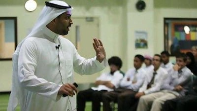 Farouq Al Zuman addresses British International School students.