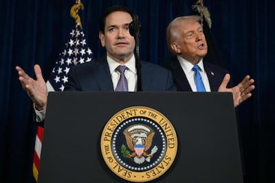 US Secretary of State Marco Rubio and President Donald Trump speak to the press following US military actions in Venezuela. AFP