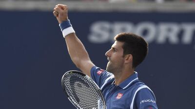 Novak Djokovic celebrates his win over Kei Nishikori in Sunday's Toronto Masters final. Frank Gunn / The Canadian Press / AP / July 31, 2016