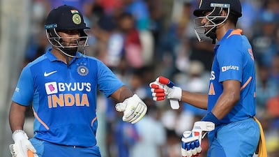 Rishabh Pant, left, and Shreyas Iyer hit fifties as India posted 287-8 in Chennai on Sunday. AFP
