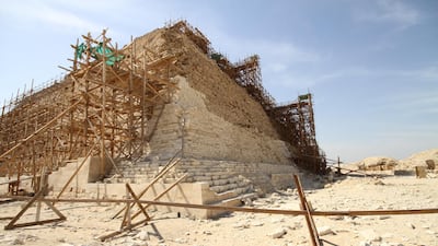 Mr James said he felt that he had “arrived” when he embarked on his first pyramid, Egypt’s oldest, the Step Pyramid at Saqqara. Courtesy Peter James