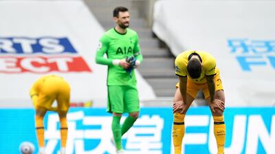 Tottenham players at the end of the Premier League match against Newcastle United. AP