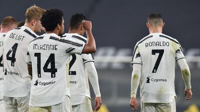 Weston McKenniecelebrates with Juventus teammates. EPA