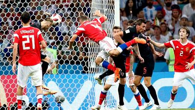 Croatia's Domagoj Vida scores his side's second goal, making it 2-1. Ronald Wittek/EPA