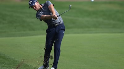 England's Danny Willett plays a shot on the 1st hole during the second round of the DP World Tour Championship golf tournament in Dubai, United Arab Emirates, Friday, Nov. 16, 2018. (AP Photo/Kamran Jebreili)