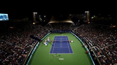 A view of the stadium during Novak Djokovic's game against Malek Jaziri. Getty