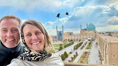 Craig and Lindsay Foreman at Naqsh-e Jahan Square in Isfahan, Iran, days before they were arrested by Iranian authorities. Photo: Family handout / AFP