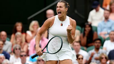 Aryna Sabalenka defeated Elise Mertens in the fourth round of the Wimbledon Championships. Getty Images