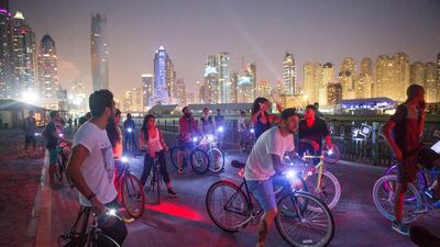 Puma supplies the fixed-gear bikes for the Fishtail Rides, which are on a pre-planned route but are kept secret until the day of the ride. Courtesy Puma