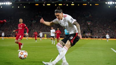 Benfica's Darwin Nunez in action during their Champions League quarter-final, second-leg 3-3 draw against Liverpool at Anfield on April 13, 2022. Nunez scored an 82nd-minute equaliser. PA