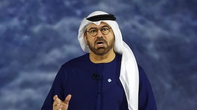 Mohammad Al Gergawi, Minister of Cabinet Affairs and chairman of the World Governments Summit, speaks at the Madinat Jumeirah complex. Chris Whiteoak / The National