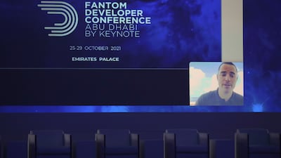 Roger Ver, chief executive of Bitcoin.com, speaking on a video call at the Fantom Abu Dhabi Developer Conference on Tuesday. Khushnum Bhandari / The National