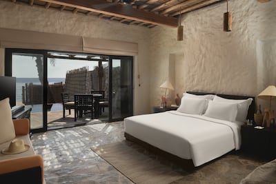All 82 traditional villas and suites are built of natural stone and timber, and include a private pool. Photo: Six Senses Zighy Bay