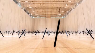 '510 Prepared DC-Motors, 2142 m Rope, Wooden Sticks 20 cm', a single, large installation that will fill the entire central space of the gallery, 20 meters deep. Antonie Robertson / The National