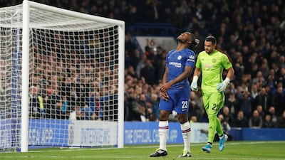 Chelsea's Michy Batshuayi reacts after missing a chance. Reuters