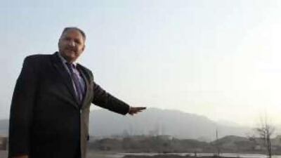 Mekki Abdulla , the chief executive of Fujairah Media, shows the car park at the drive-in cinema venue that will accommodate 800 vehicles.