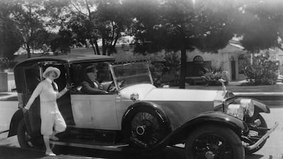 Hollywood film star Mae Murray and her Rolls-Royce 1929.