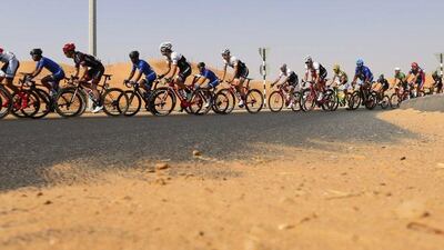 Riders compete in the third stage of the Abu Dhabi Tour in Al Ain. Karim Sahib / AFP