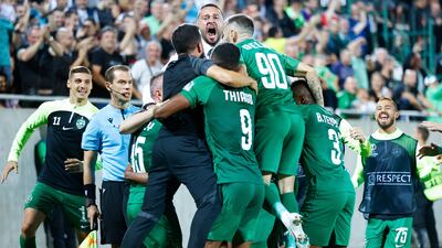 Ludogorets celebrate after clinching victory. AP
