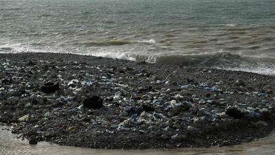 Garbage litters the shore of Zouk Mikael, north of the Lebanese capital Beirut, on January 22, 2018. Joseph Eid / AFP