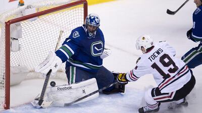 Roberto Luongo, the Vancouver Canucks goalie, left, has had blow-hot-blow-cold performances in the NHL. Jonathan Hayward / AP Photo
